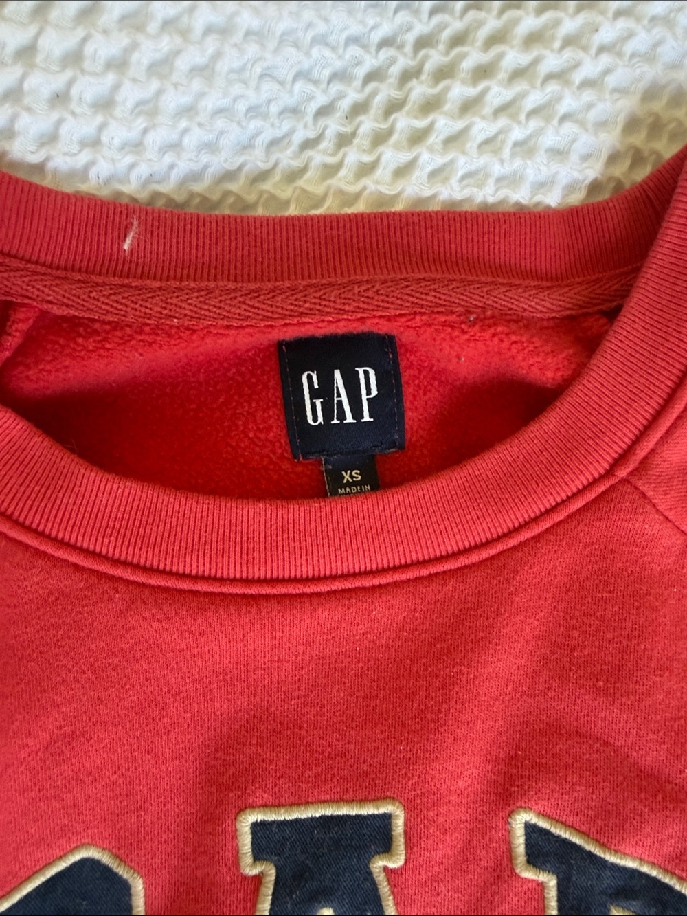 GAP Kids Red Logo Crew Sweatshirt with Black Trim - Picture 2 of 7